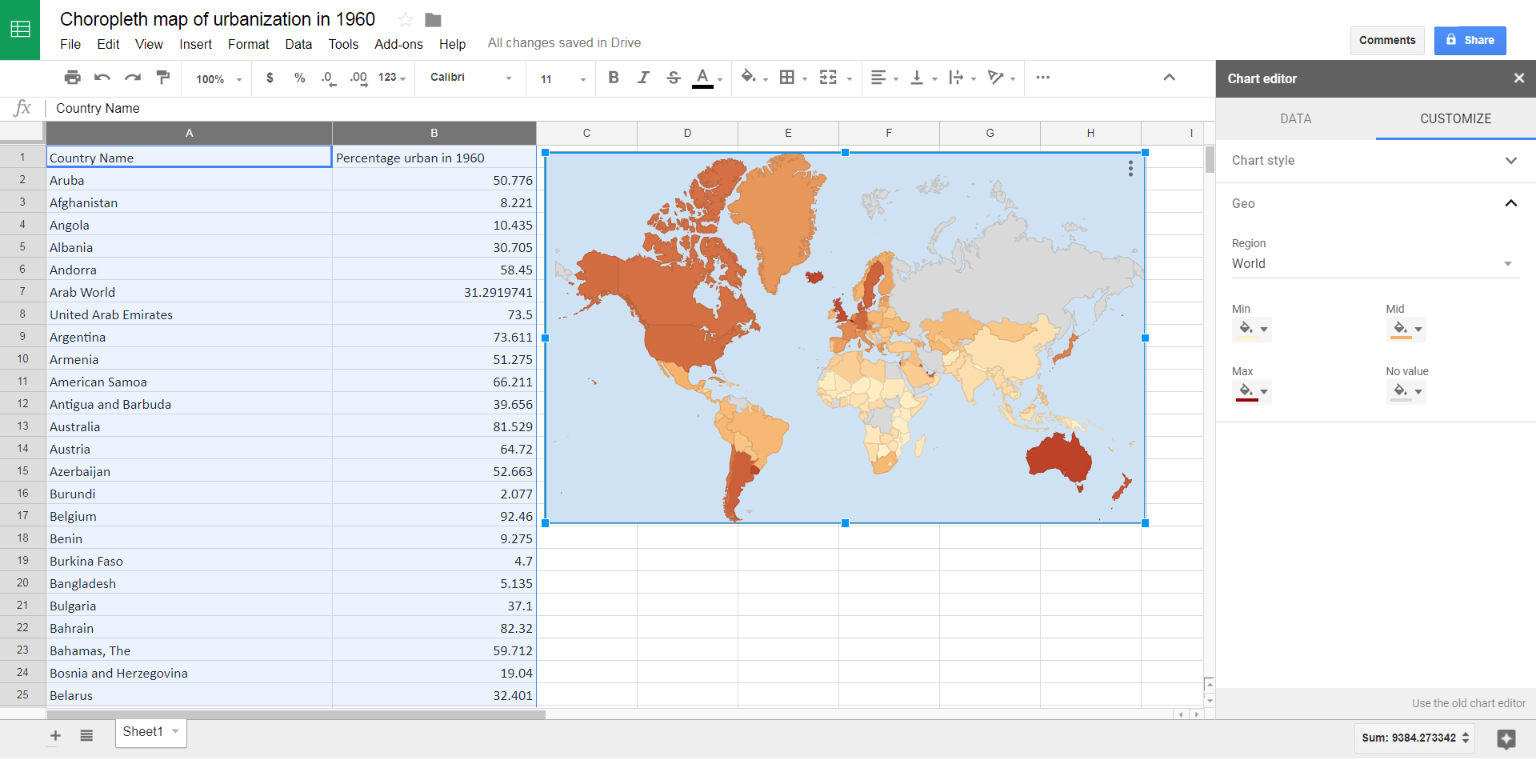 Screenshot of customizing map colors