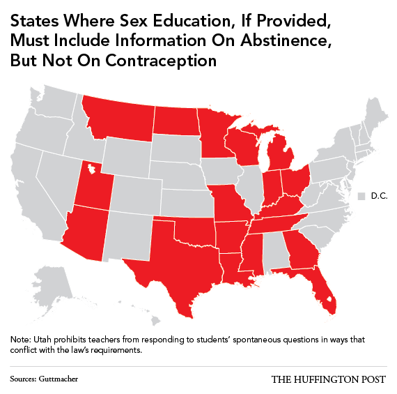 Map of States with Abstinence Only Sex Ed