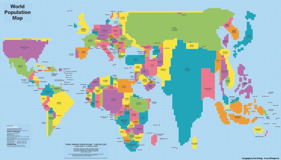 world population map lights