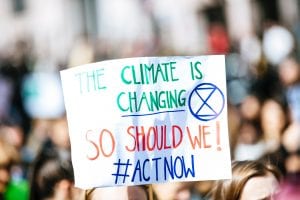 Climate change protest sign