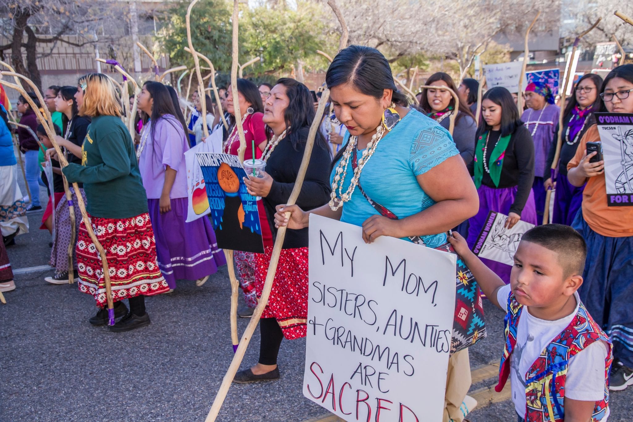 Tohono women march in Tuscon, Arizona