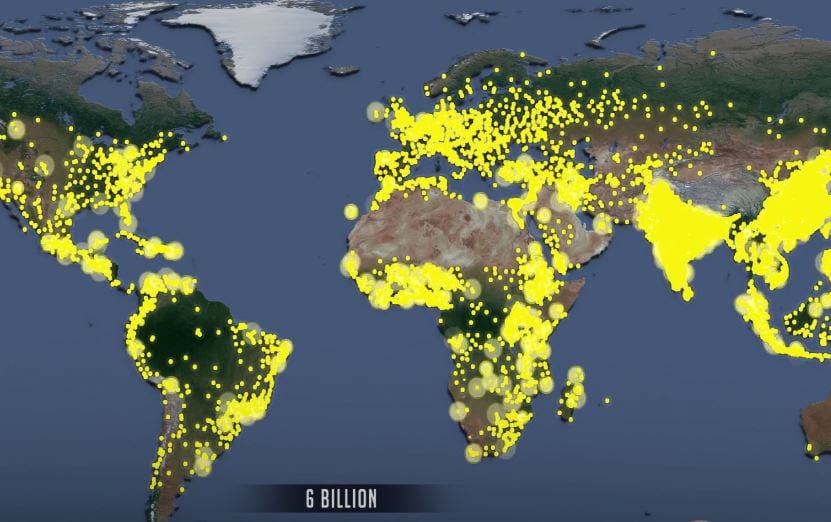 world population dot map