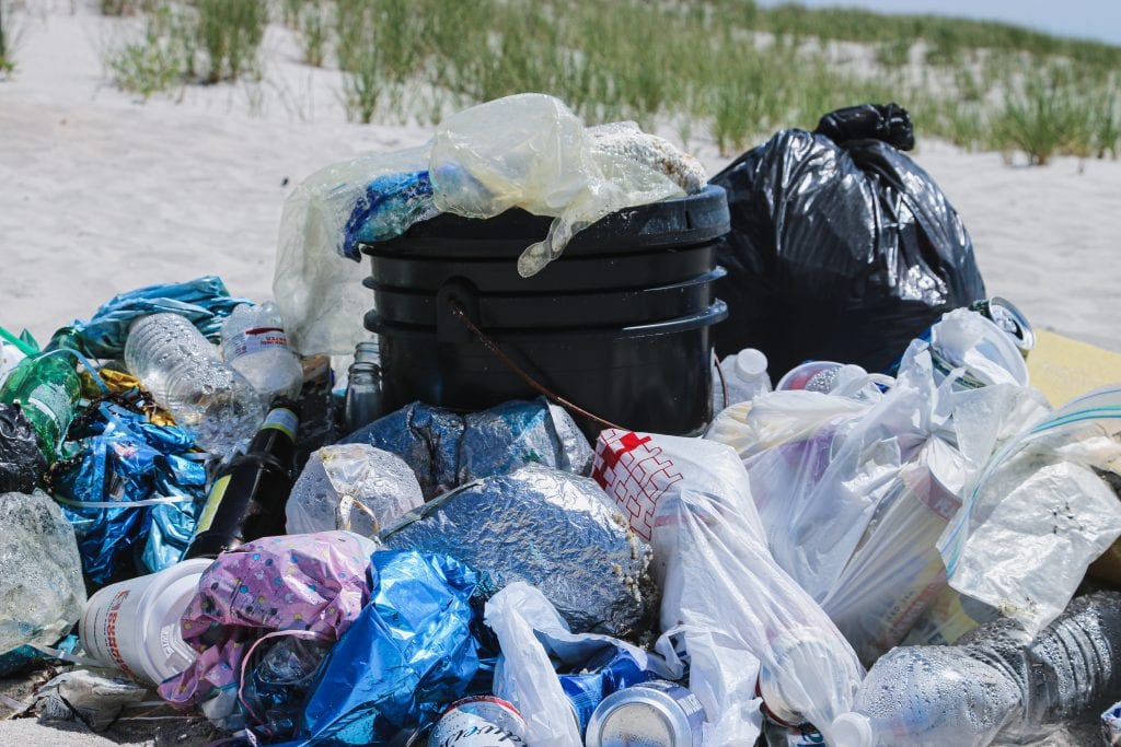 Plastic trash overflows 
