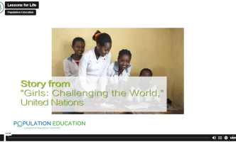Screenshot of video lesson plan "Lesson for Life" showing a day in the life of a Senegalese schoolgirl