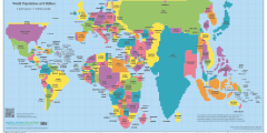 Cartogram map of global population