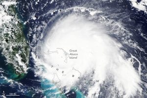 Satellite image of hurricane Dorian