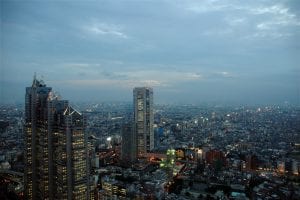 Tokyo, Japan skyline at dusk