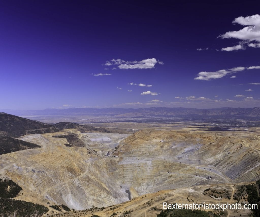 The Kennecott Copper Mine in Utah, one of the sources of raw materials described in the reading.
