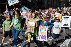 Middle school students marching in New York's Climate Strike