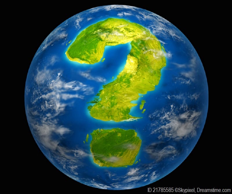 Question mark on the Earth for a quiz on population trends and events