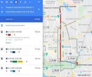 Students use Google Maps to explore transit options and calculate emissions
