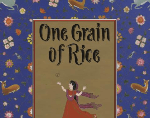 Cropped cover of the childrens book "One Grain of Rice" by Demi