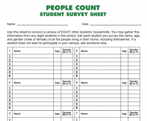 Worksheet is provided for elementary students to gather their own census data.