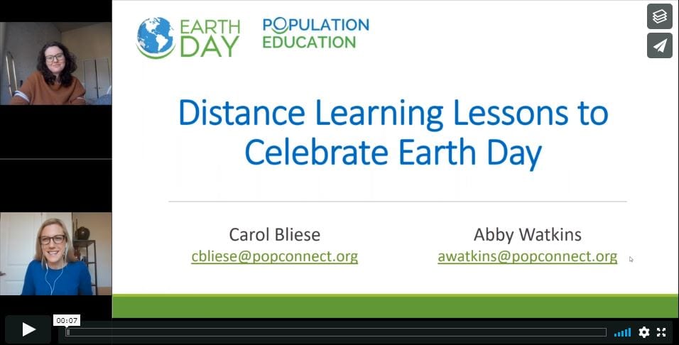 Screenshot from the webinar Distance Learning Lessons to Celebrate Earth Day