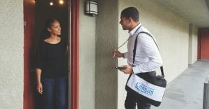 U.S. Census worker goes door to door