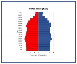 Students compare population pyramids at different points in U.S. to see how the age structure of Americans has changed over time