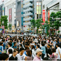 Densely crowded city street