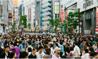 Densely crowded city street