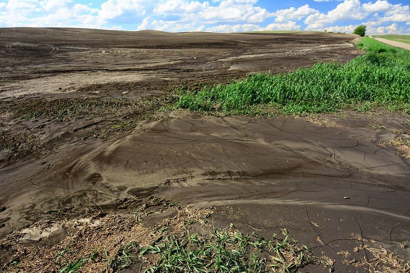 Native prairie ground after plowing and erosion