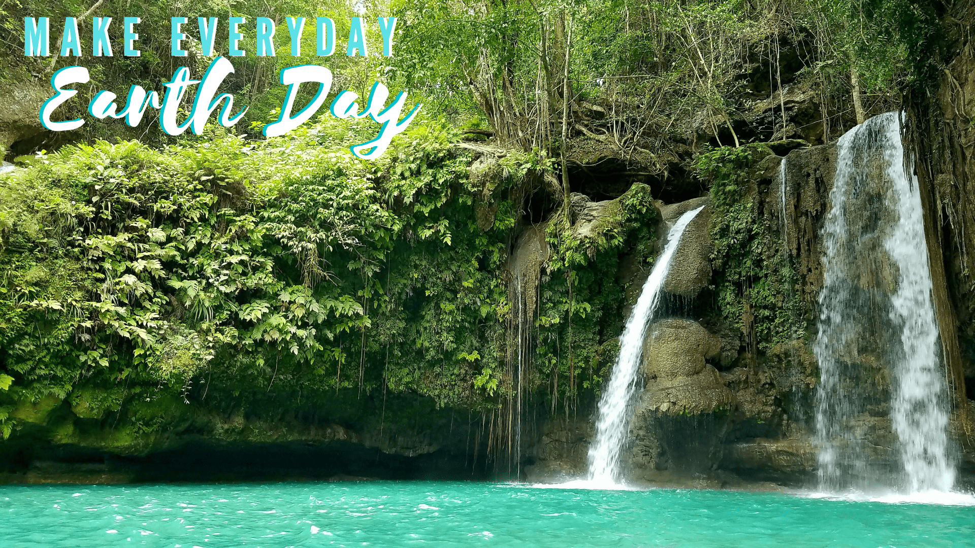 Zoom Earth Day Teacher Background Waterfall