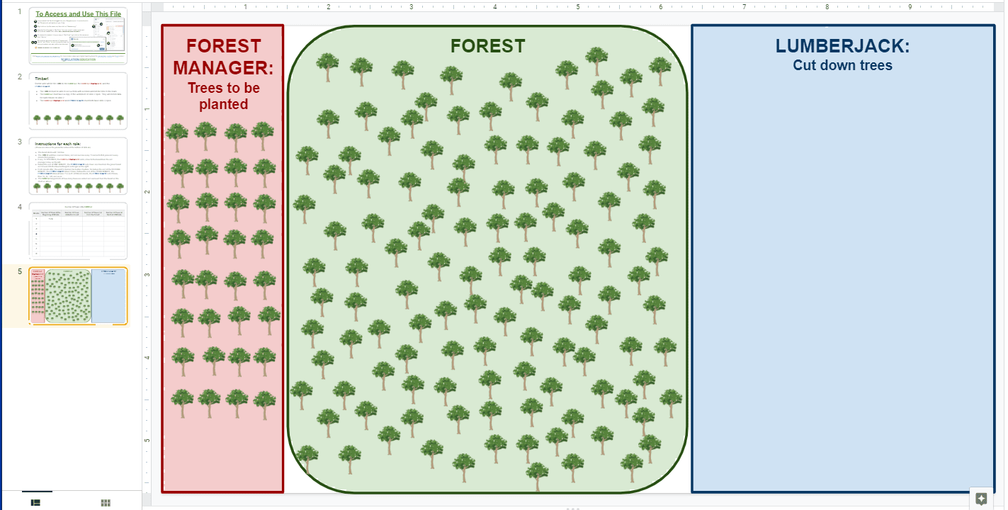 Virtual learning activity on forest loss