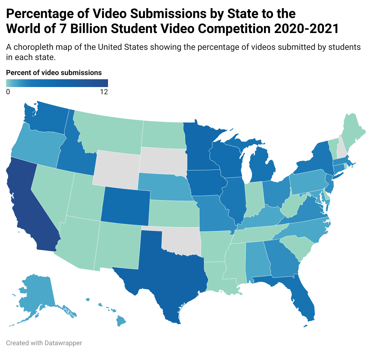 Choropleth Map   Choropleth Map Of Video Contest Submissions Across The United States 