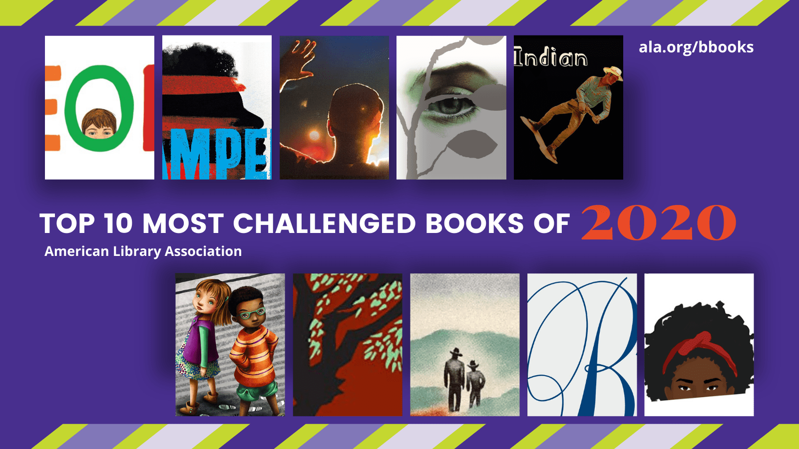 American Library Association infographic - Top 10 Most Challenged Books of 2020