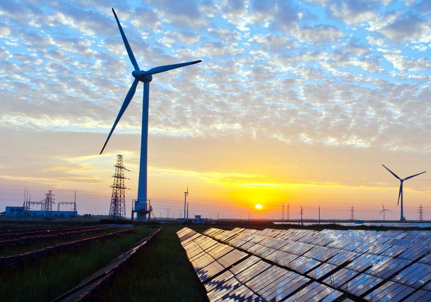 Windmills and solar panels