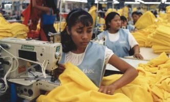 Young women working in a sweatshop