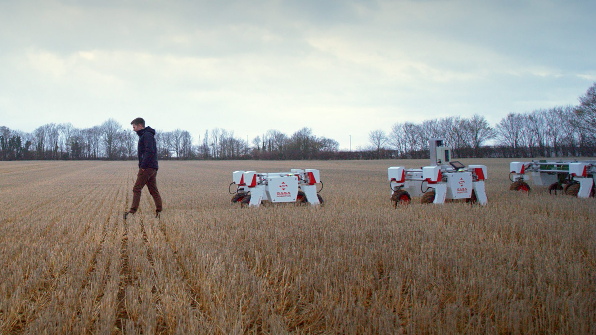 Engineer and robots used in agriculture.