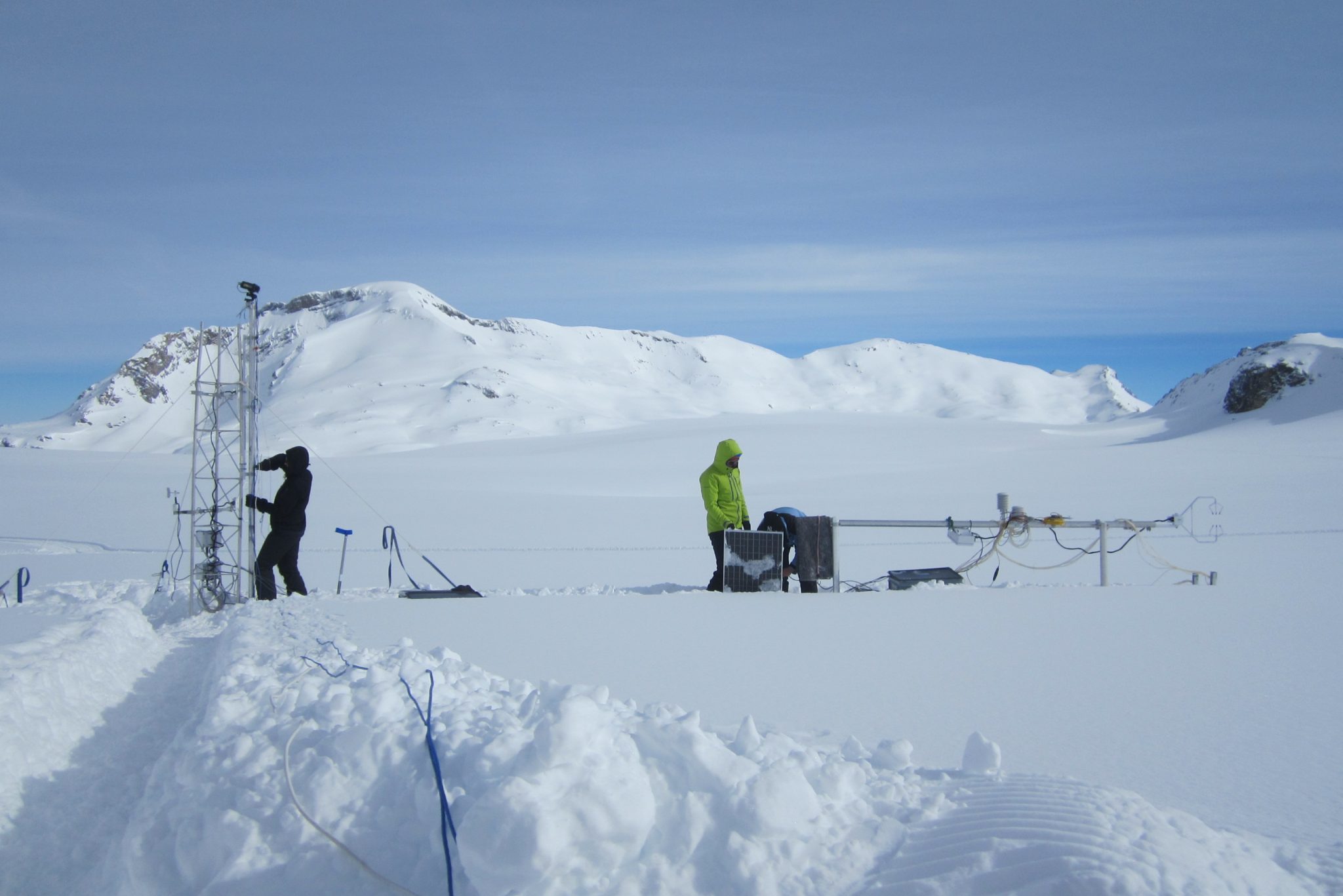 Scientists studying glaciers.