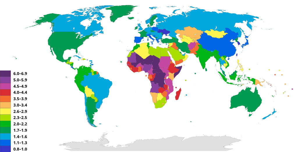 Map of TFR by country
