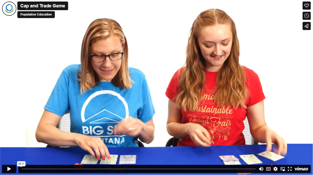 High school students play a game to simulate a cap and trade system in a social studies class