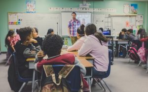 Elementary students in a classroom