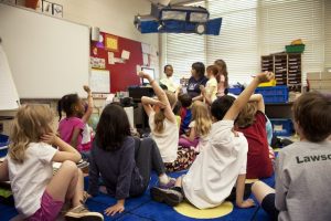 Young students reading together