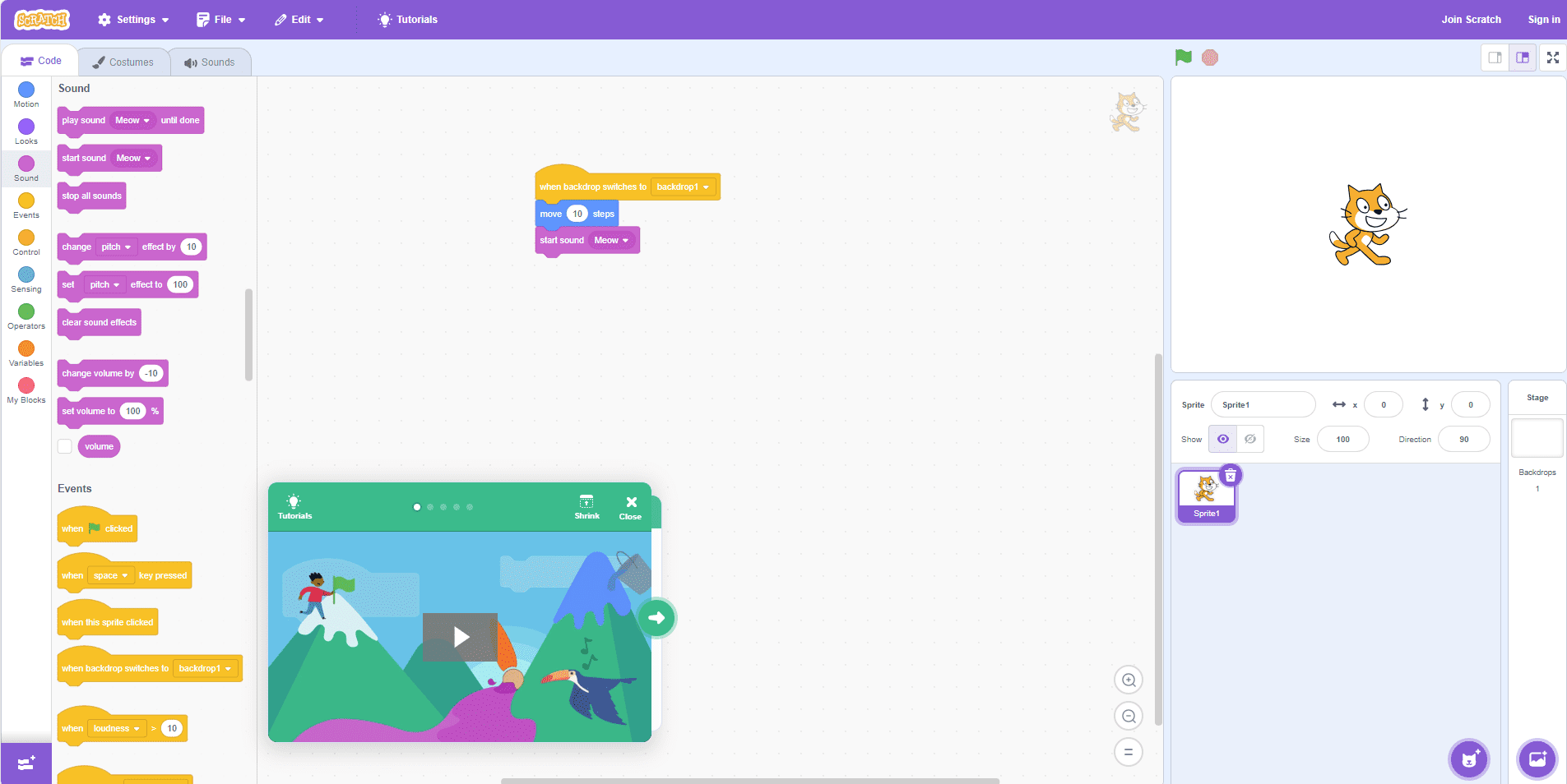 The dashboard of Scratch, a free website that teaches kids about block coding 