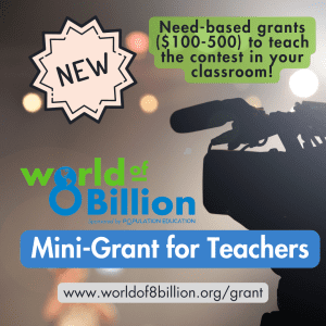 Infographic on the World of 8 Billion need-based grants for the 2024-25 contest.