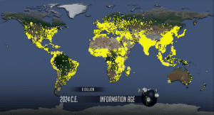 Screenshot from PopEd’s World Population video, which illustrates how we arrived at our current population.