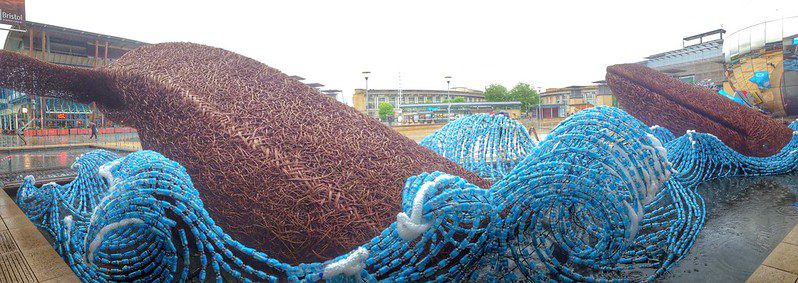 The Bristol Whale sculpture made by the Cod Steaks team using plastic bottles.