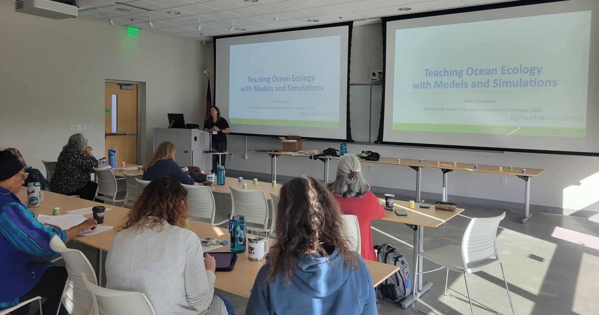 Teachers attend the MAMEA conference session Teaching Ocean Ecology with Models and Simulations